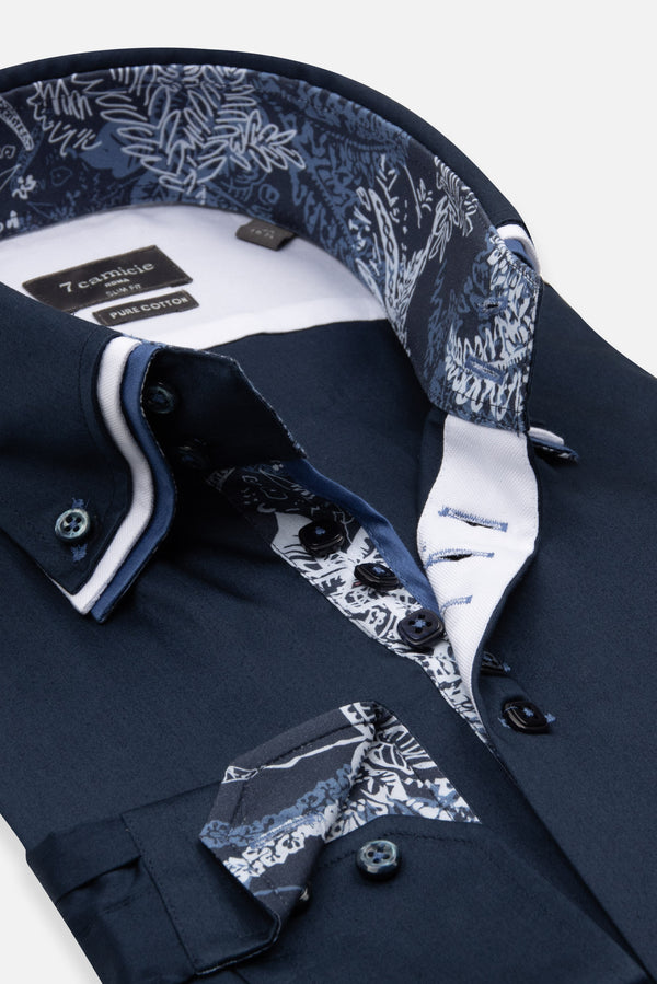 Vesuvio Iconic Satin Man Shirt Blue