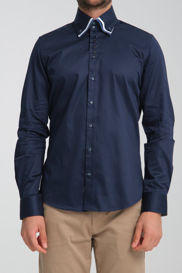 Vesuvio Iconic Satin Man Shirt Blue