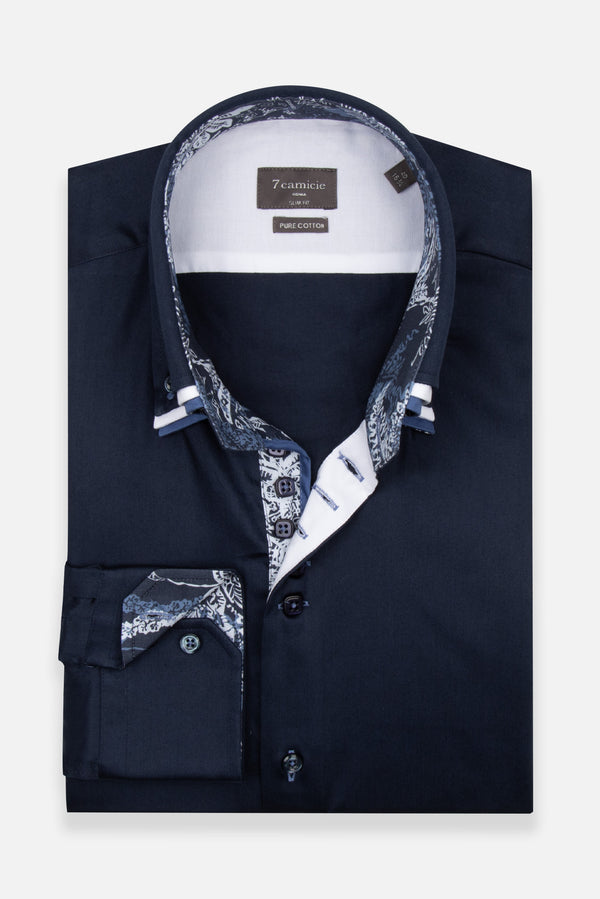 Vesuvio Iconic Satin Man Shirt Blue