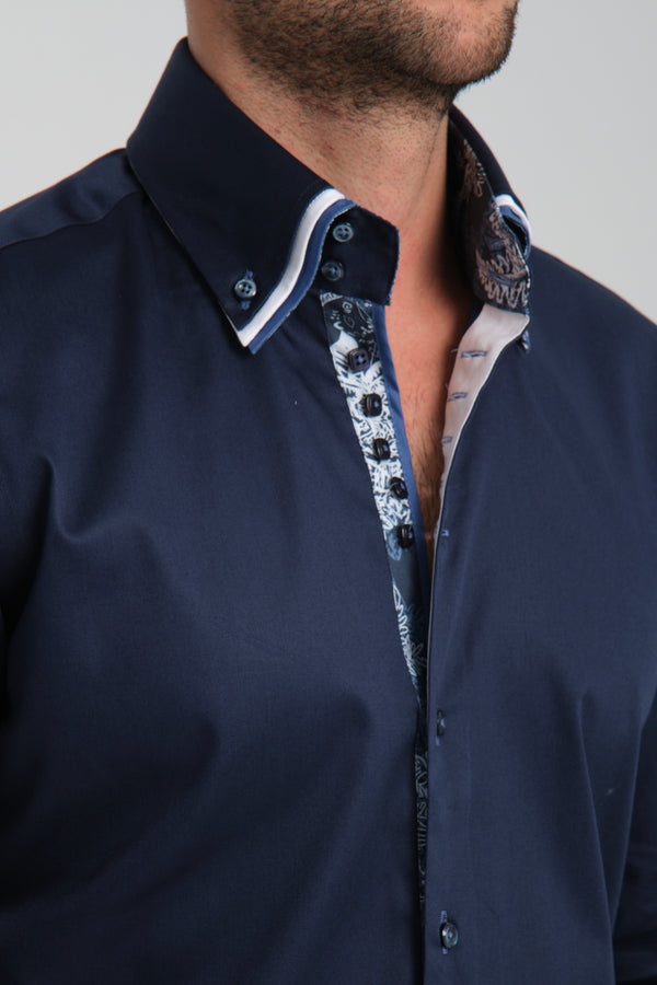 Vesuvio Iconic Satin Man Shirt Blue