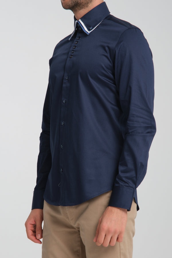 Vesuvio Iconic Satin Man Shirt Blue