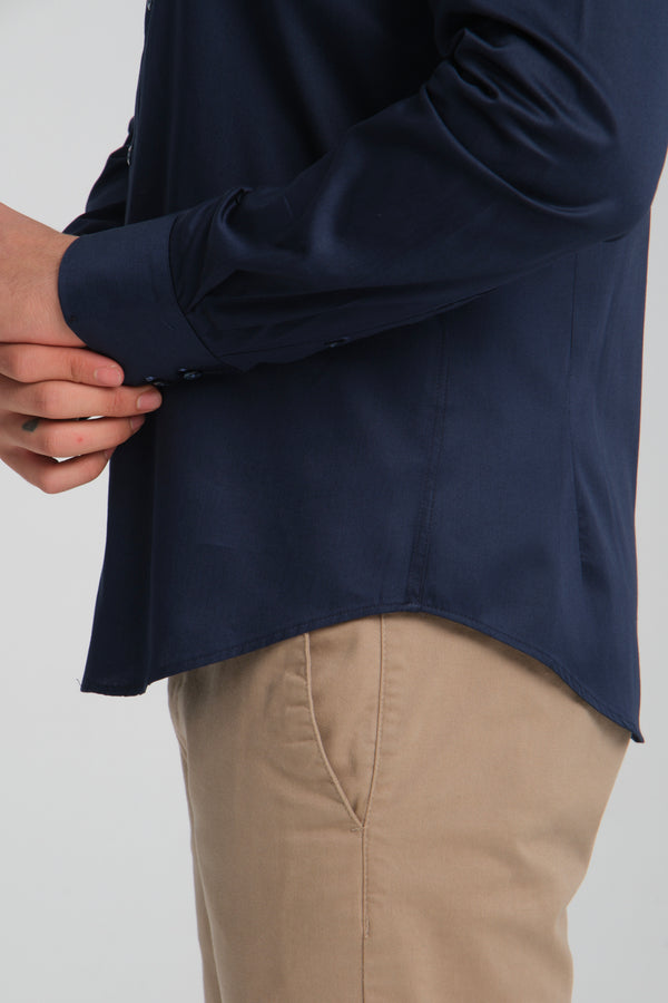 Vesuvio Iconic Satin Man Shirt Blue