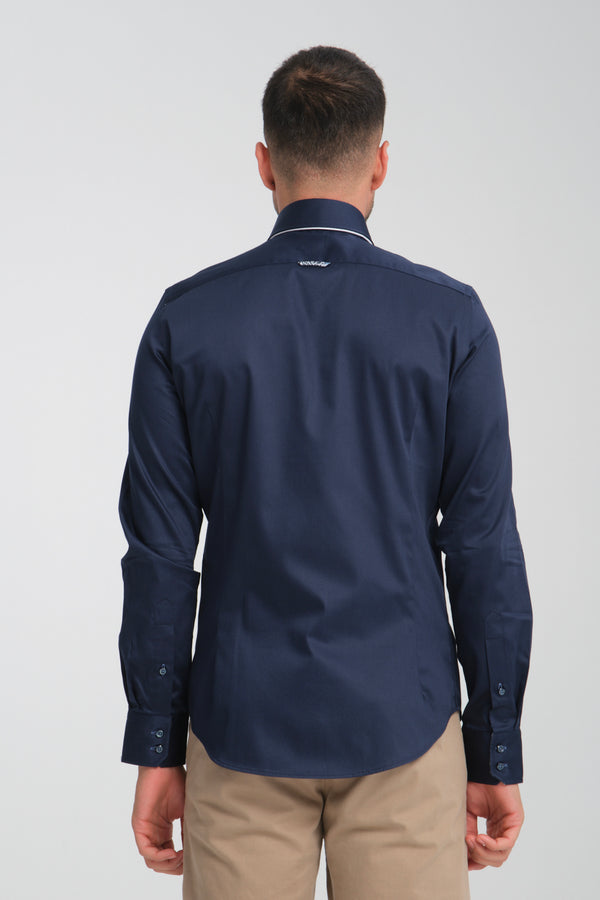 Vesuvio Iconic Satin Man Shirt Blue