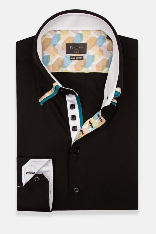 Chemise Homme Vesuvio Iconic Satin Noir