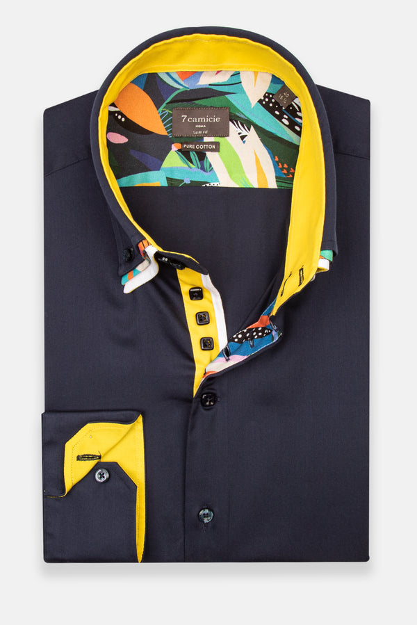 Camicia Uomo Vesuvio Iconic Satin Blu
