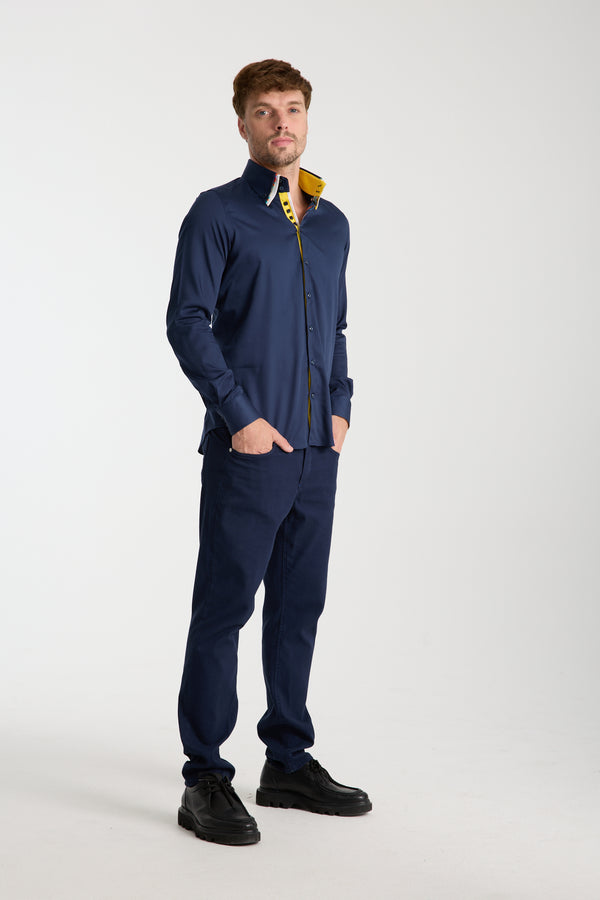 Camicia Uomo Vesuvio Iconic Satin Blu