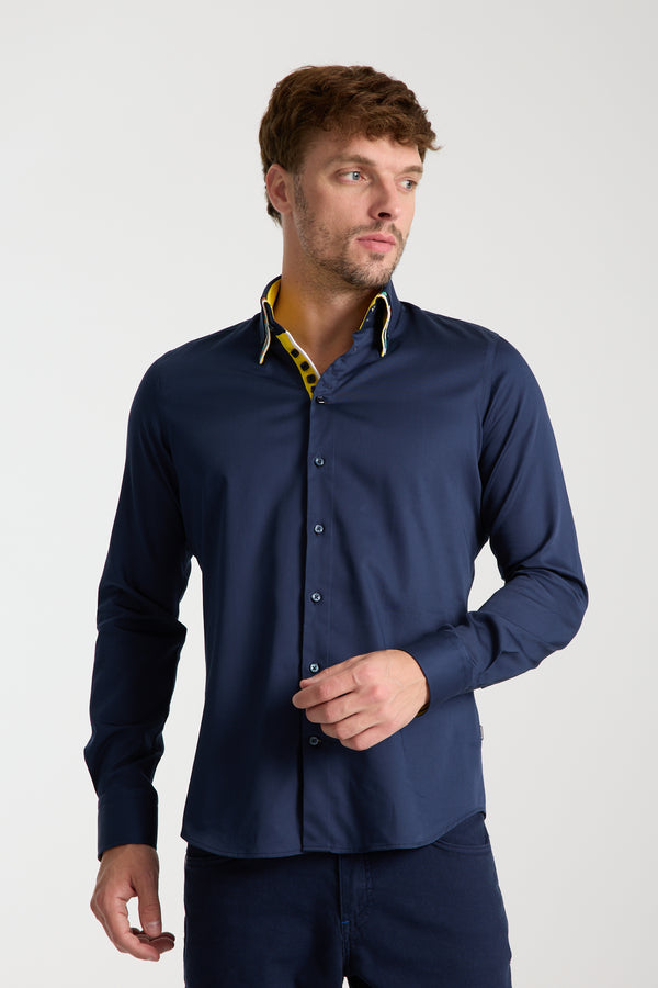 Camicia Uomo Vesuvio Iconic Satin Blu