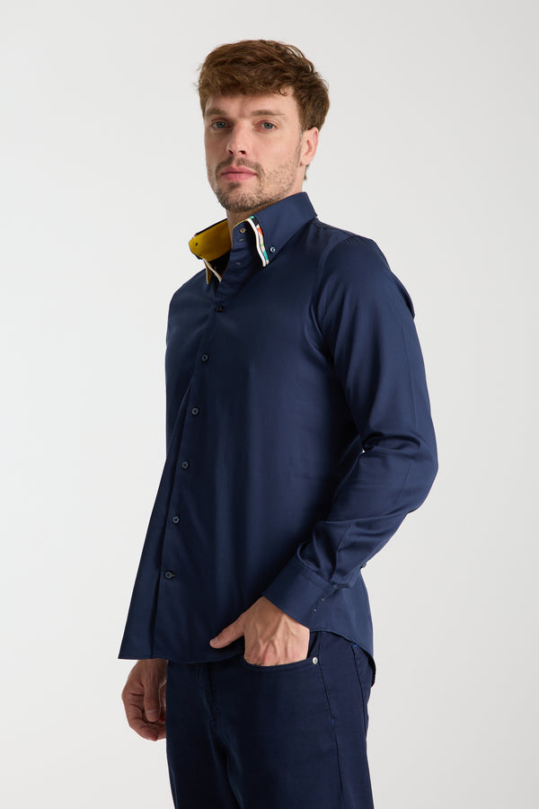 Camicia Uomo Vesuvio Iconic Satin Blu