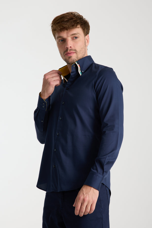 Camicia Uomo Vesuvio Iconic Satin Blu