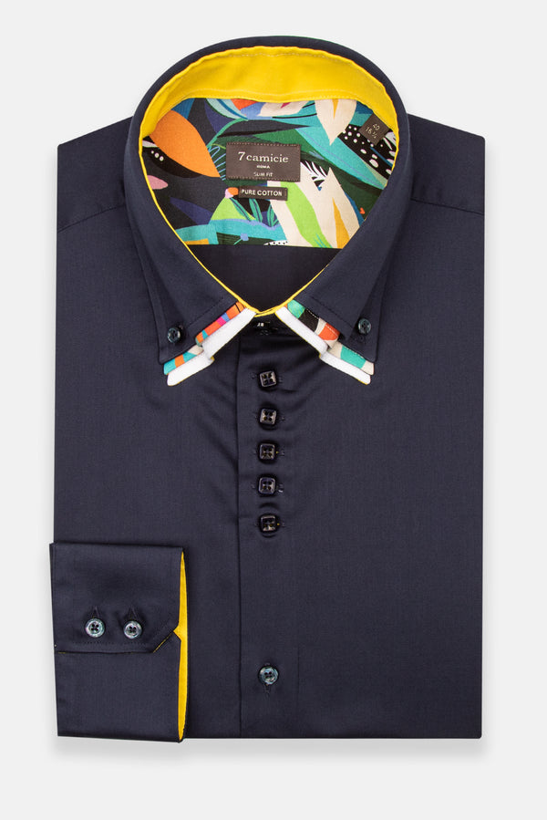 Camicia Uomo Vesuvio Iconic Satin Blu