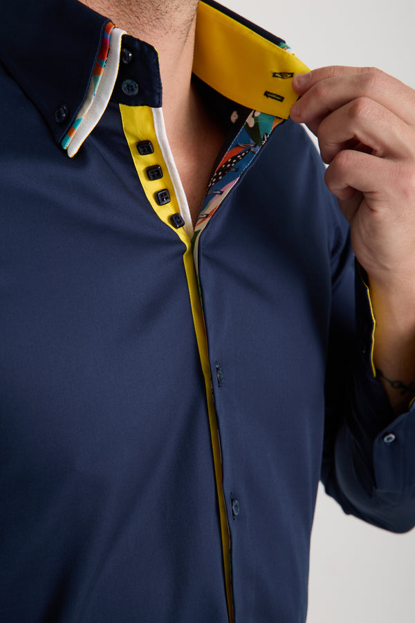 Camicia Uomo Vesuvio Iconic Satin Blu