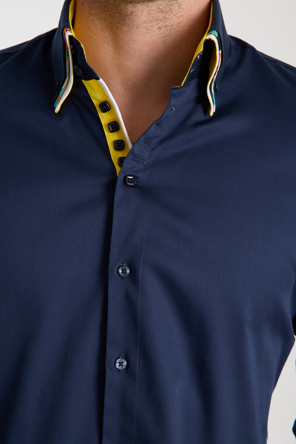 Camicia Uomo Vesuvio Iconic Satin Blu