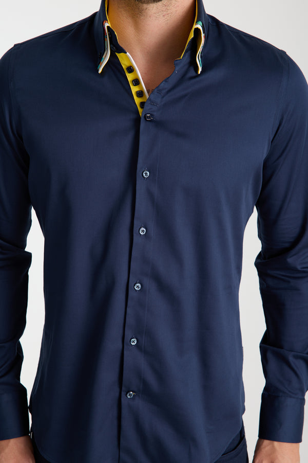 Camicia Uomo Vesuvio Iconic Satin Blu