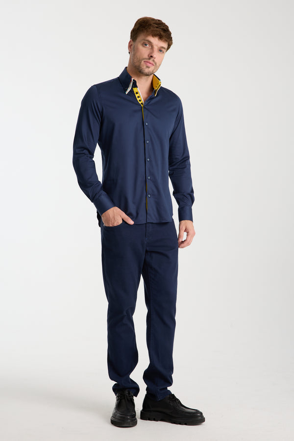 Camicia Uomo Vesuvio Iconic Satin Blu