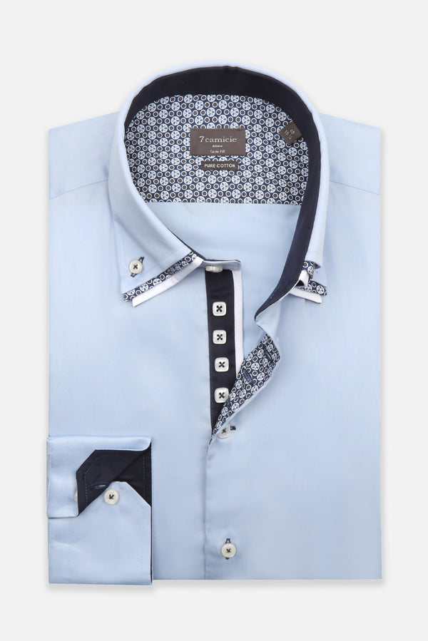 Vesuvio Iconic Satin Man Shirt Light Blue