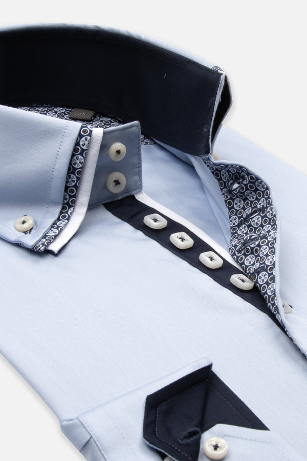 Vesuvio Iconic Satin Man Shirt Light Blue