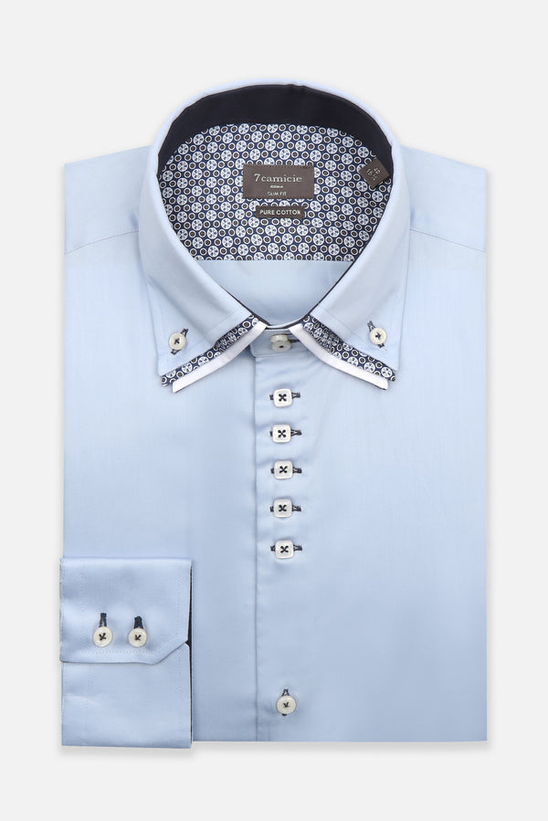 Vesuvio Iconic Satin Man Shirt Light Blue