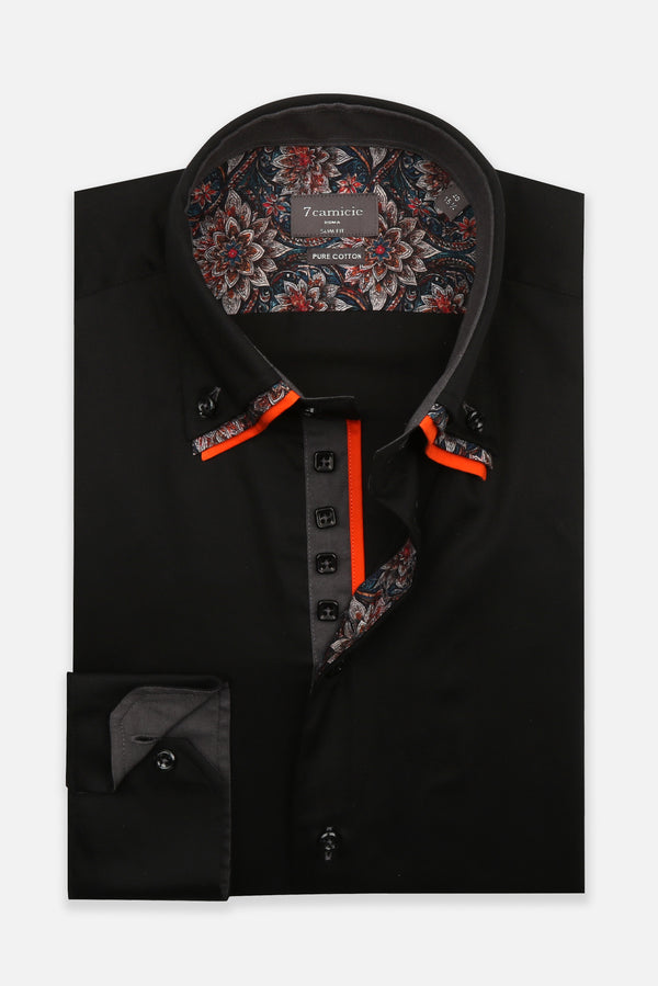 Vesuvio Iconic Satin Man Shirt Black