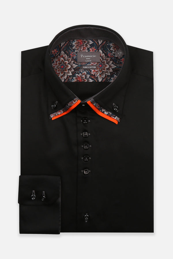 Vesuvio Iconic Satin Man Shirt Black