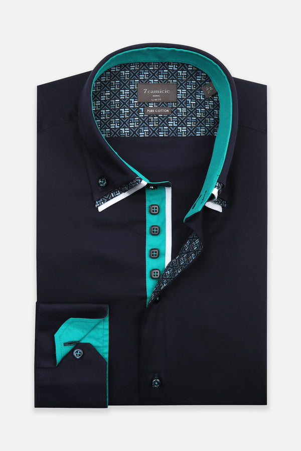 Vesuvio Iconic Satin Man Shirt Blue