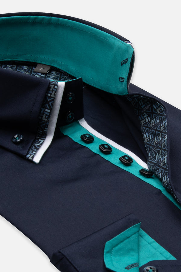 Vesuvio Iconic Satin Man Shirt Blue