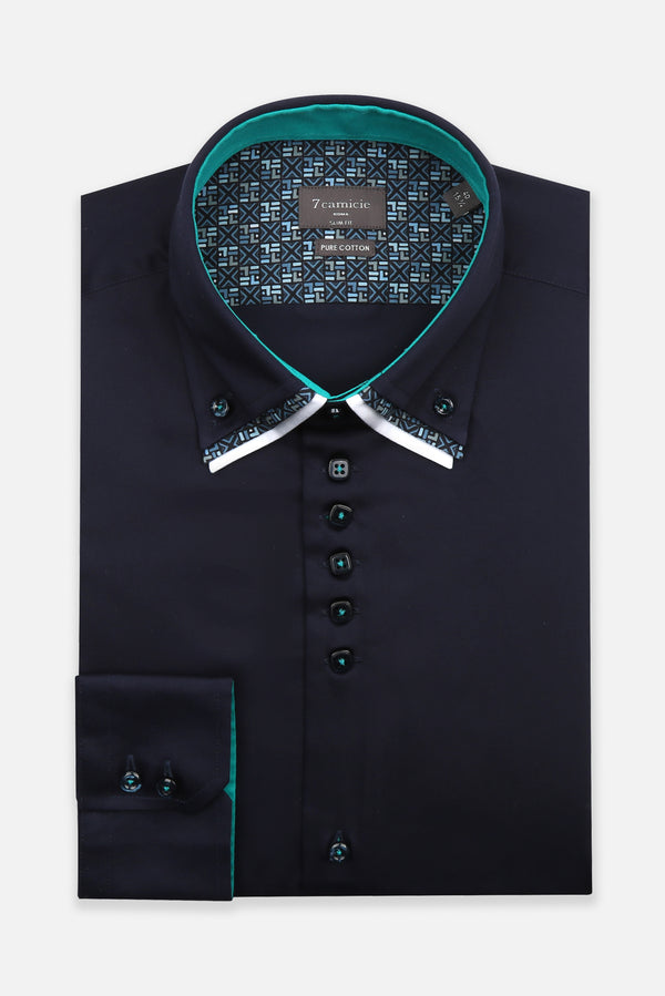 Vesuvio Iconic Satin Man Shirt Blue