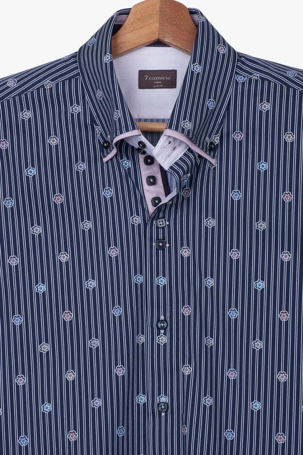Camicia Uomo Marco Polo Iconic Popelin Blu Bianco