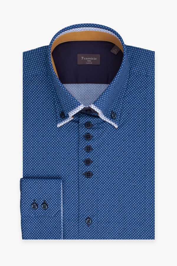 Camisa Hombre Marco Polo Iconic Popelin Azul Blanco