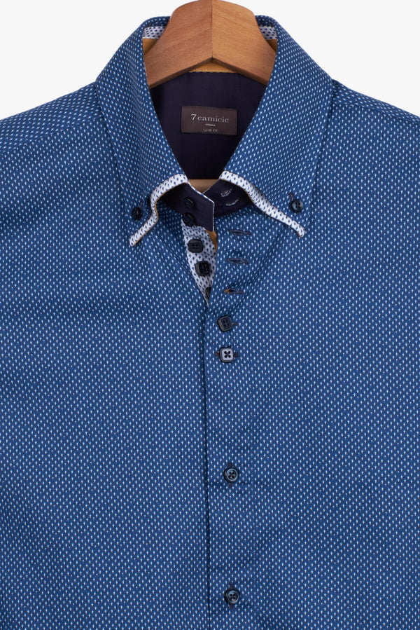 Camisa Hombre Marco Polo Iconic Popelin Azul Blanco