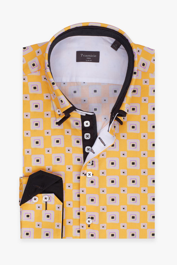 Marco Polo Iconic Herren Hemd Popelin Gelbe Lila