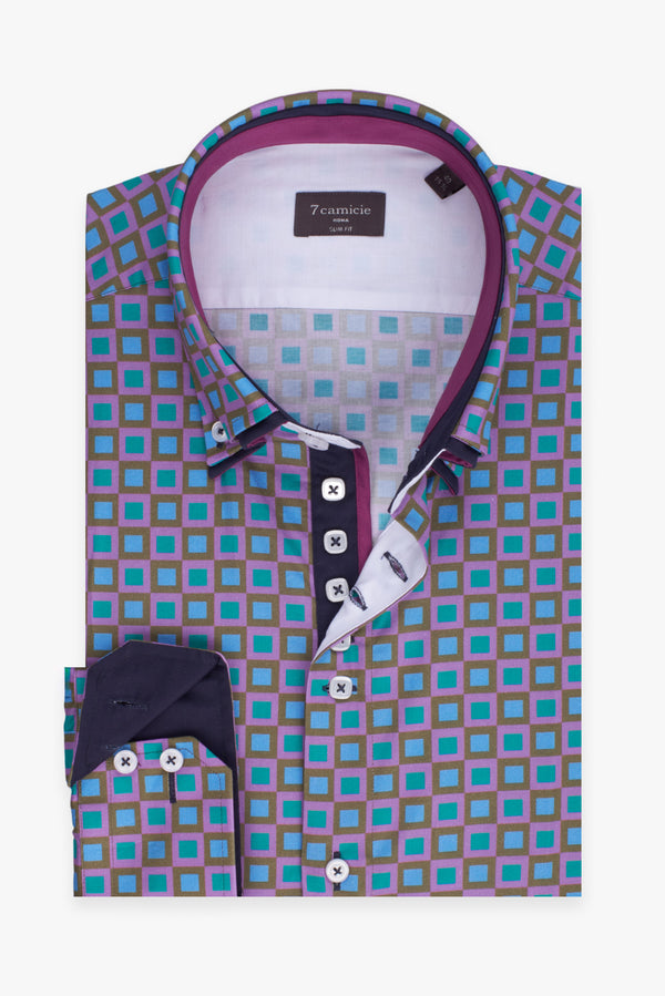 Chemise Homme Marco Polo Iconic Popelin Violet Vert