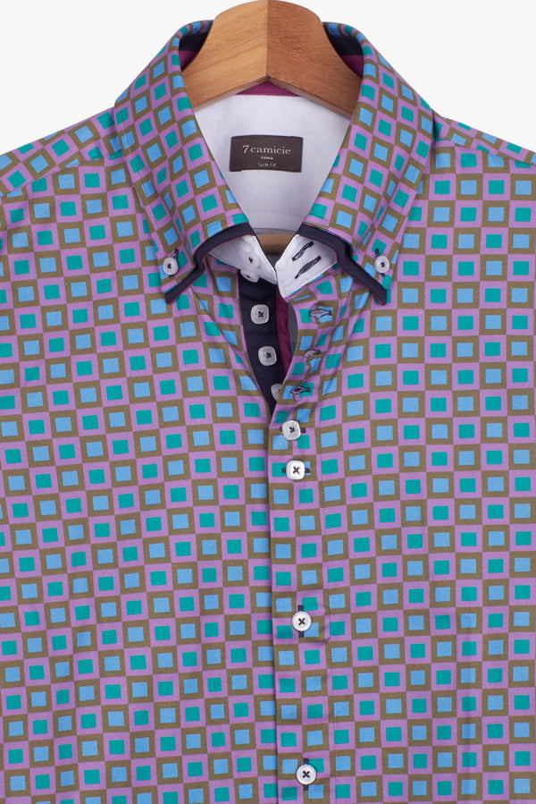 Camicia Uomo Marco Polo Iconic Popelin Viola Verde