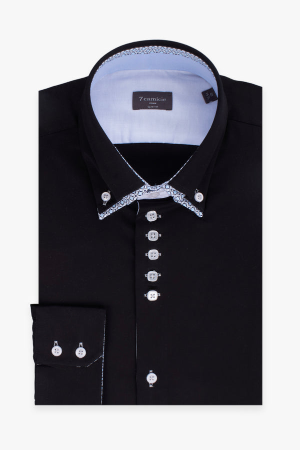 Marco Polo Iconic Herren Hemd Satin Schwarz