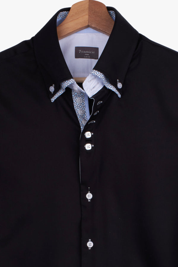 Marco Polo Iconic Herren Hemd Satin Schwarz