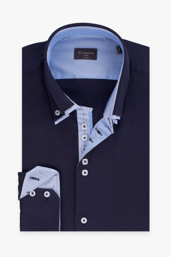 Camicia Uomo Marco Polo Iconic Satin Blu