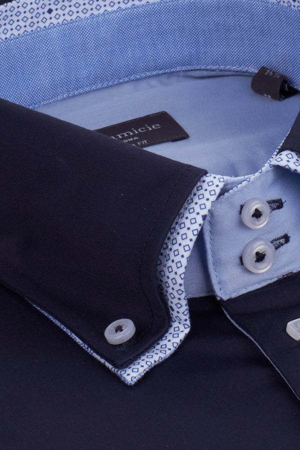 Camicia Uomo Marco Polo Iconic Satin Blu