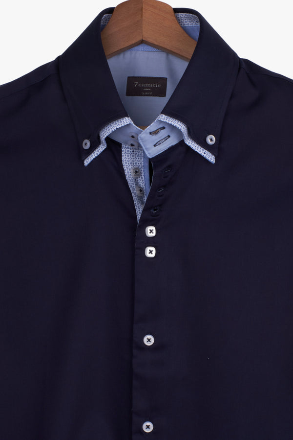 Camicia Uomo Marco Polo Iconic Satin Blu