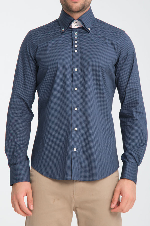 Marco Polo Iconic Jaquard Man Shirt Blue Light Blue