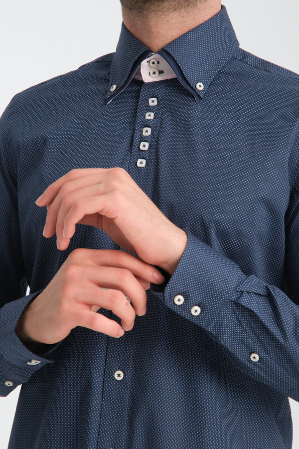 Marco Polo Iconic Jaquard Man Shirt Blue Light Blue