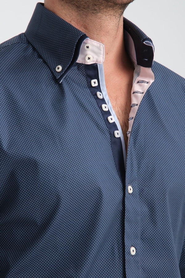 Marco Polo Iconic Jaquard Man Shirt Blue Light Blue