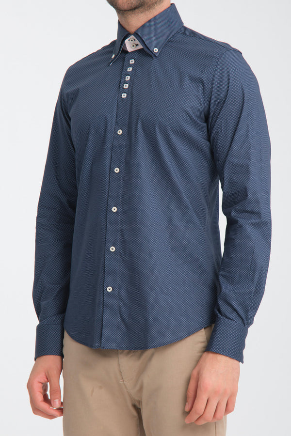 Marco Polo Iconic Jaquard Man Shirt Blue Light Blue