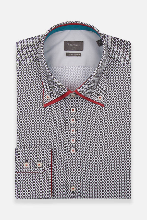 Camisa Hombre Marco Polo Iconic Popelin Stretch Blanco Negro