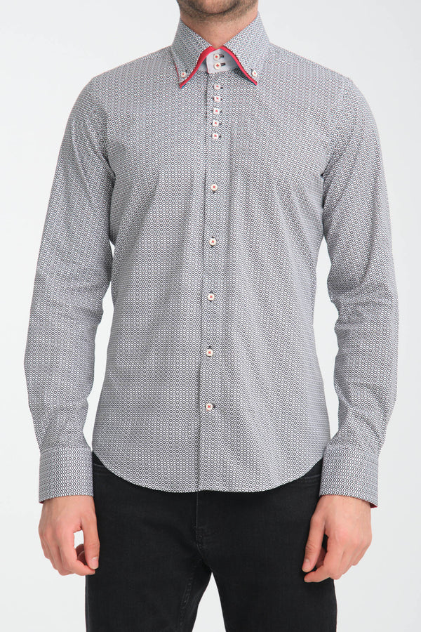 Camisa Hombre Marco Polo Iconic Popelin Stretch Blanco Negro