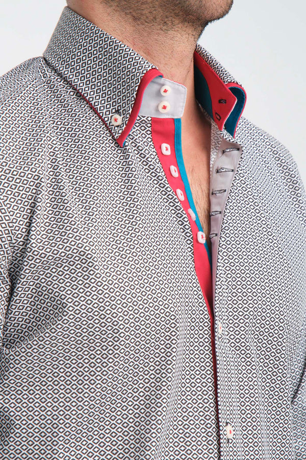 Camisa Hombre Marco Polo Iconic Popelin Stretch Blanco Negro