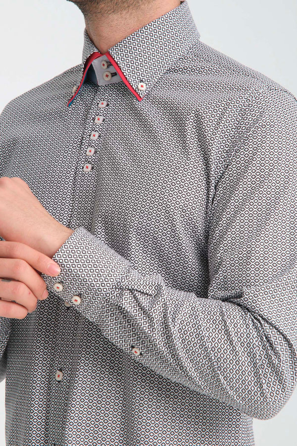 Camisa Hombre Marco Polo Iconic Popelin Stretch Blanco Negro