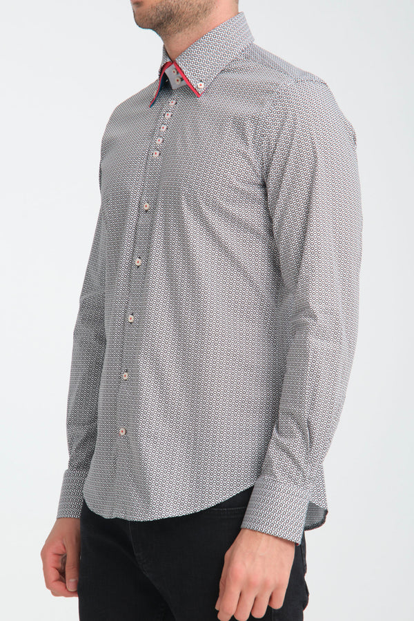 Camisa Hombre Marco Polo Iconic Popelin Stretch Blanco Negro