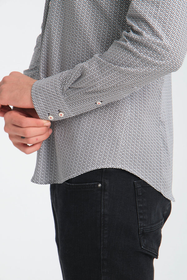 Camisa Hombre Marco Polo Iconic Popelin Stretch Blanco Negro