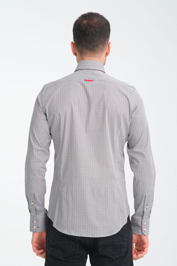 Camisa Hombre Marco Polo Iconic Popelin Stretch Blanco Negro