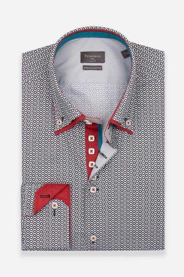 Camisa Hombre Marco Polo Iconic Popelin Stretch Blanco Negro