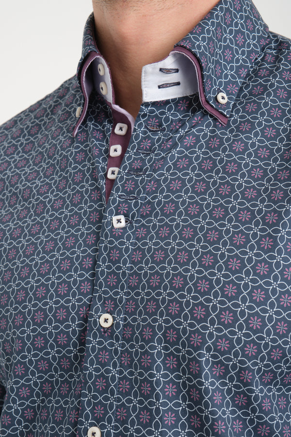 Marco Polo Iconic Herren Hemd Poplin Stretch Blau Weiss